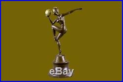 "Crystal Ball" Signed  France Gypsy Nude Female Bronze Sculpture Marble Statue 