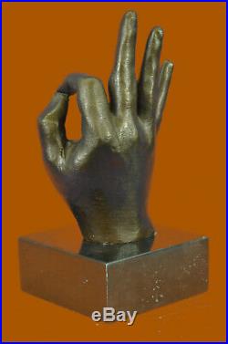 100% Bronze Sculpture Hand Made Ok Sign Male Hand Made by Lost Wax Method Statue