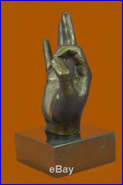 100% Bronze Sculpture Hand Made Ok Sign Male Hand Made by Lost Wax Method Statue