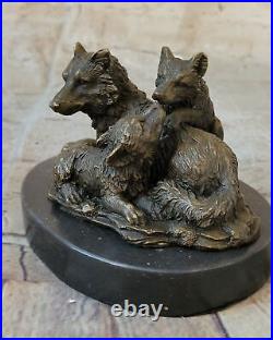 100% Bronze statue sculpture Wolf Howl Artwork Crafts Hand Made deco Statue Sale