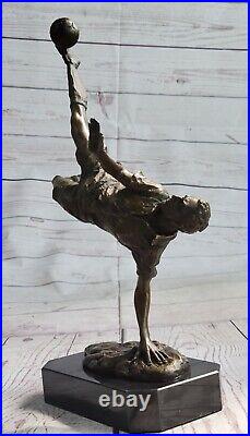 100% Real Bronze Hand Made Modern Art Trophy Soccer Player Sculpture Figurine