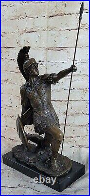 100% Solid Bronze Statue Roman Soldier Warrior Sculpture Hand Made Figurine