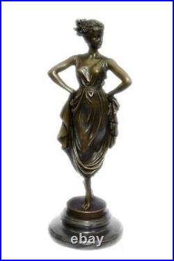 100% Solid Genuine Bronze Art Deco Woman Hand Made Bronze Sculpture Gift