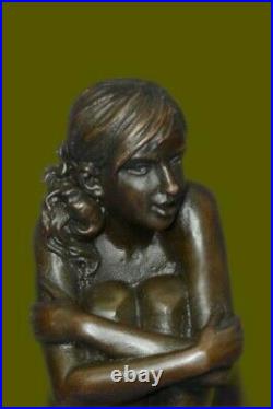 100% Solid Genuine Bronze Nude Lady Sitting Bronze Sculpture Hand Made Statue