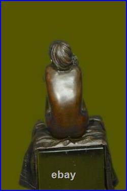 100% Solid Original Bronze Nude Lady Sitting Bronze Sculpture Hand Made Statue
