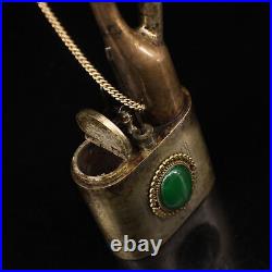 11.8 Collection Chinese Fine Bronze Inlay Gem Hand-made Hubble-bubble