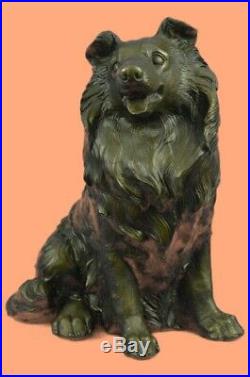 15Large European Made Bronze Cute Dog Collie Statue Statuary Sculpture Figurine