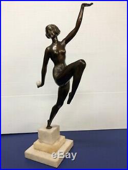 16 1/2 Bronze Statue Stand On Marble Made In France