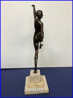 16 1/2 Bronze Statue Stand On Marble Made In France