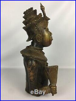 19 Authentic Hand Made African Bronze Prince Statue Bust Benin Tribe Nigeria