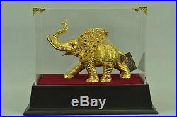 24K Gold African Wildlife Elephant Statue Figurine Bronze Sculpture Hand Made