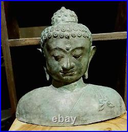27cm bronze metal Buddha bust statue feng shui decoration deity
