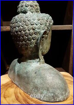 27cm bronze metal Buddha bust statue feng shui decoration deity
