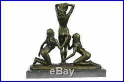 3 Sexy Naked Woman Bonze Goddesses Sculpture Hot Cast Hand Made Statue