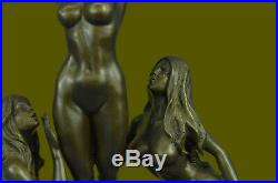 3 Sexy Naked Woman Bonze Goddesses Sculpture Hot Cast Hand Made Statue