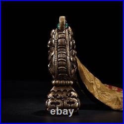 4.5 Chinese Tibet Fine Bronze Hand-made Auspicious Beast Grain Tibetan Seal