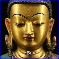 6.7 Tibet Bronze Hand-made Inlay Gemstone Gilding Sakyamuni Buddha Head Statue