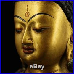 6.7 Tibet Bronze Hand-made Inlay Gemstone Gilding Sakyamuni Buddha Head Statue