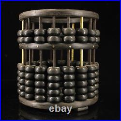 7.5 Chinese Fine Bronze Hand-made Round Brush Pot Counting Frame Statue