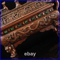 8.1 Chinese Bronze Inlay Gem Hand-made Tibetan Style Eight Auspicious Incensory