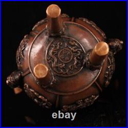 9.1 Chinese Fine Bronze Inlay Gem Hand-made Arabesquitic Incense Burner