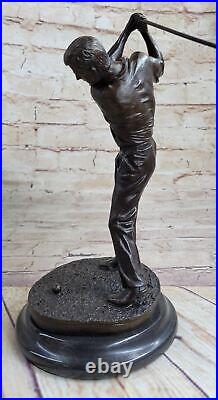 9 Vintage Bronze Sculpture Figurine Statue Art Golfer Swing Golf hand Made