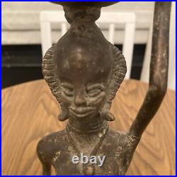 ANTIQUE BRONZE HAND MADE STATUE FIGURE AFRICAN TRIBAL ART 19.5 inches