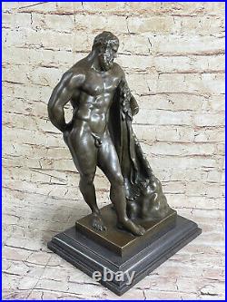 A French Mid Century Patinated Bronze Of Hercules Signed Glycon Hand Made Statue
