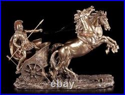Achilles Figure in Chariot with Horses Veronese Statue Bronze Look