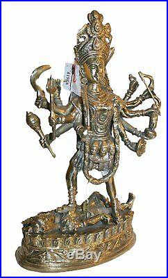 Agan Traders Brass Kali Statue With 10 Arms Made in Nepal8 lb 13 inches Tall