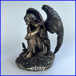 Angel Girl Statue Figure Polystone Bronze Home Decor Made in Italy 18 cm