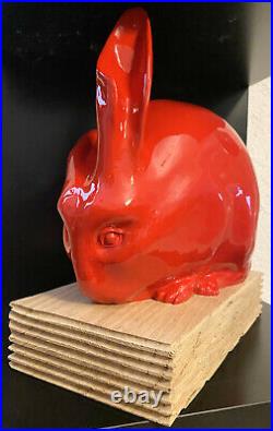 Animal Figure Bronze Figure Bronze Rabbit on Oak Floor with Artist Signature