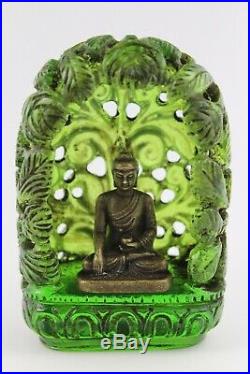 Antique 18th Century Chinese Hand Made Stunning Glass Work With Bronze Buddha