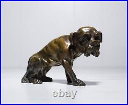 Antique 19th C Bronze Dog English Mastiff French Made Figure Sculpture