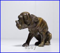 Antique 19th C Bronze Dog English Mastiff French Made Figure Sculpture