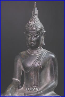 Antique BUDDHA UThong Bronze Figure Statue Thai Buddha Shakyamuni Export Blust