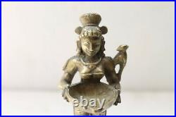 Antique Brass Made Hindu Goddess Laxmi Deep Deepak Hindu Lamp Collectible NH4035
