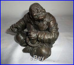 Antique Hand Made Bronze Old Man with Shoe Statue Figurine One Of Kind