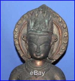 Antique Hand Made Ornate Bronze Brass Buddha Statue