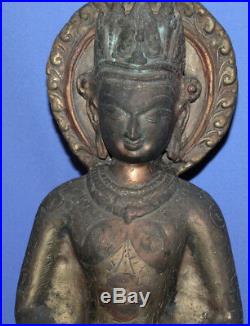 Antique Hand Made Ornate Bronze Brass Buddha Statue