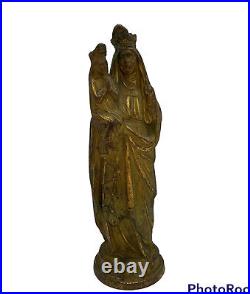 Antique Sainte Anne de Beaupré Bronze Statue Signed DSR Antique Made in France