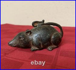 Antique Unusual Bronze Hand Made Mouse/Rat Statue Figurine 4