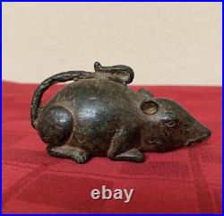 Antique Unusual Bronze Hand Made Mouse/Rat Statue Figurine 4