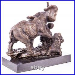 Antique elephant signed statue made of bronze material