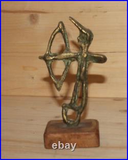 Antique hand made bronze archer figurine