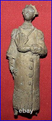 Antique hand made bronze woman figurine