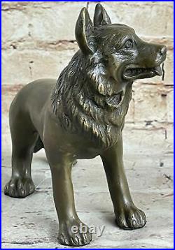 Art Deco Bronze German Shepherd Dog Sculpture Hand Made Figurine Artwork Statue