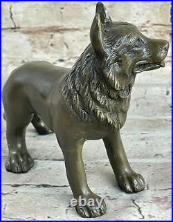 Art Deco Bronze German Shepherd Dog Sculpture Hand Made Figurine Artwork Statue