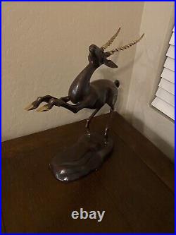 Art Deco Bronze Statue Figure of a Gazelle or Oryx Hand Made Statue. Beautiful