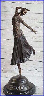 Art Deco Bronze after Chiparus Figurine Female Dancer Flapper Hand Made Figurine